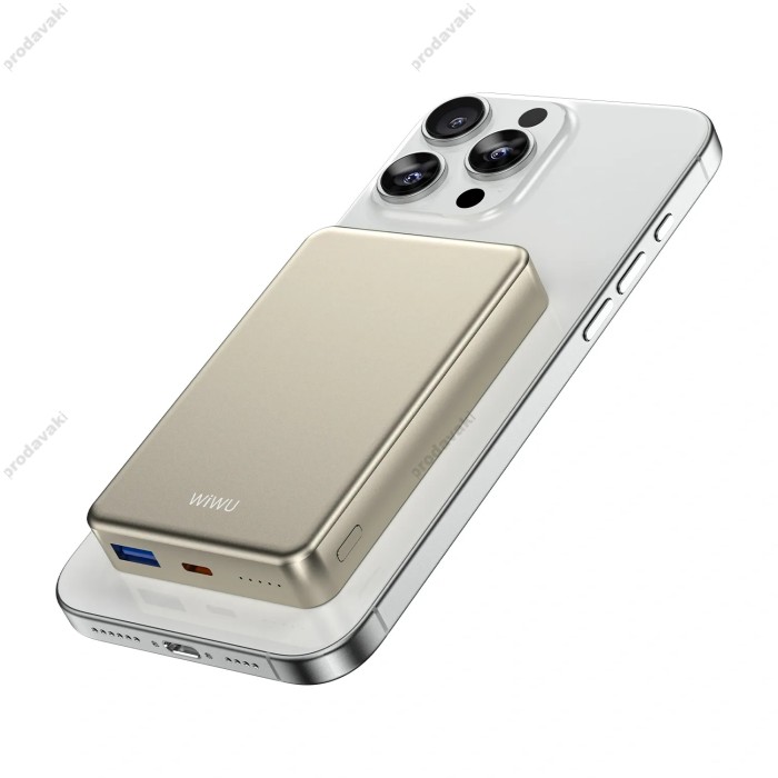 Повербанк портативний акумулятор Power Bank Wiwu P15-1 Magnetic MagSafe магнітний 10000 mAh Gold